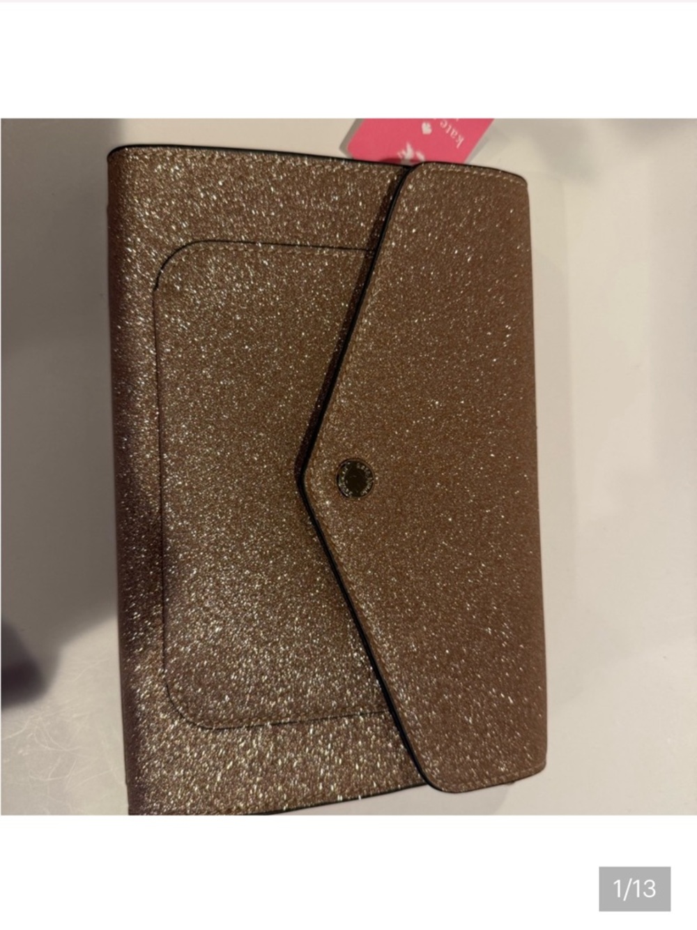 Kate Spade Tinsel Flap Crossbody in Rose Gold Glitter Finish -